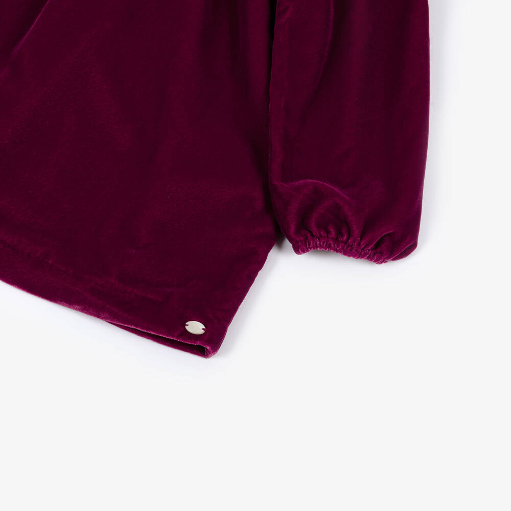 Tartine et Chocolat-Girls Red Velvet Dress with Lace Collar | Childrensalon Outlet