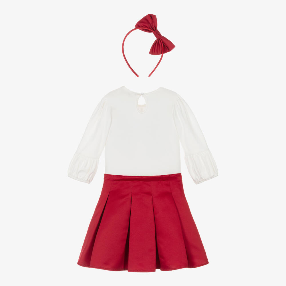Caramelo Kids-طقم تنورة حمراء مطوية للبنات | Childrensalon Outlet