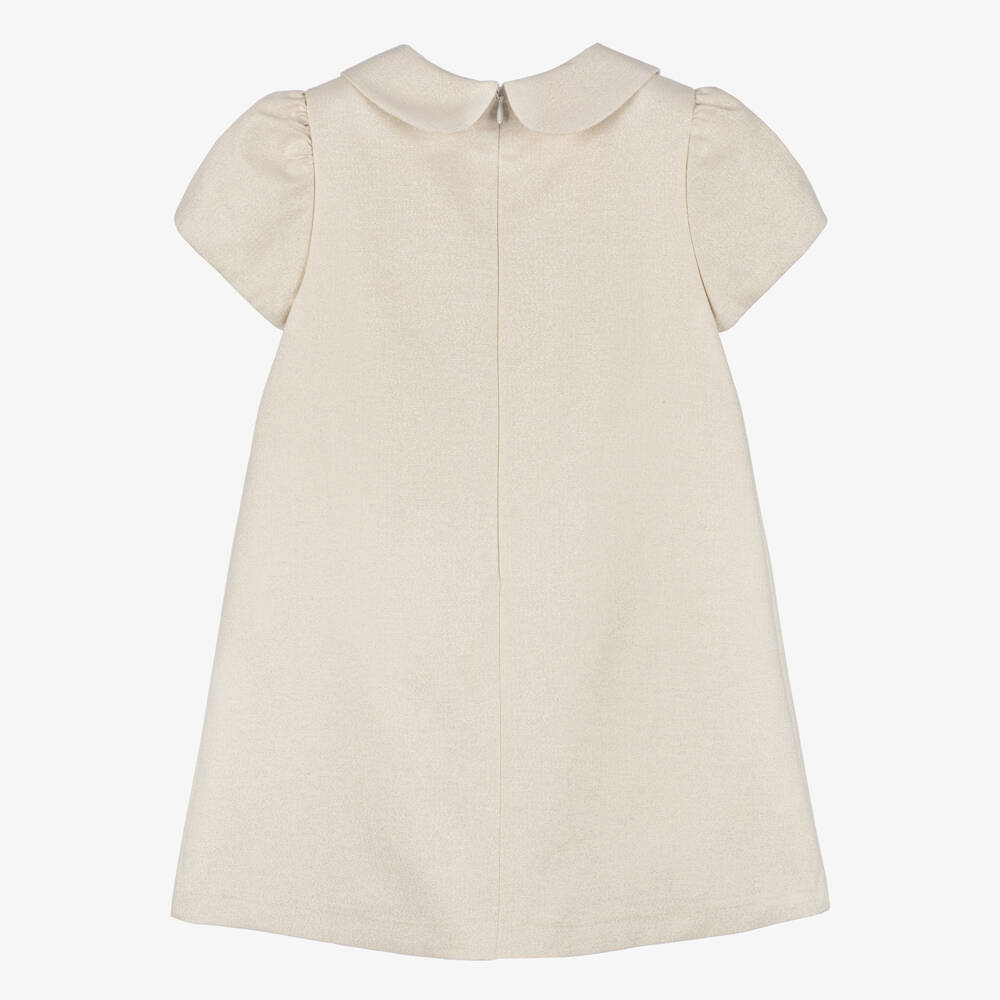 Patachou-Girls Rhinestone Embellished Shimmery Gold Dress | Childrensalon Outlet