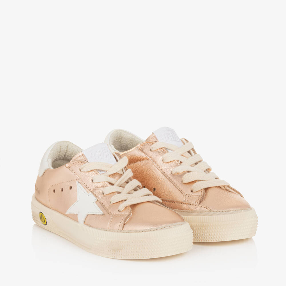 Golden Goose-Girls Rose Gold Leather May Trainers | Childrensalon Outlet