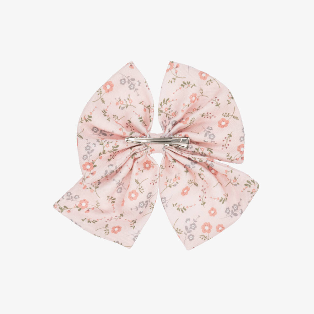 Jamiks-Girls Rose Pink Floral Bow Hair Clip (11cm) | Childrensalon Outlet