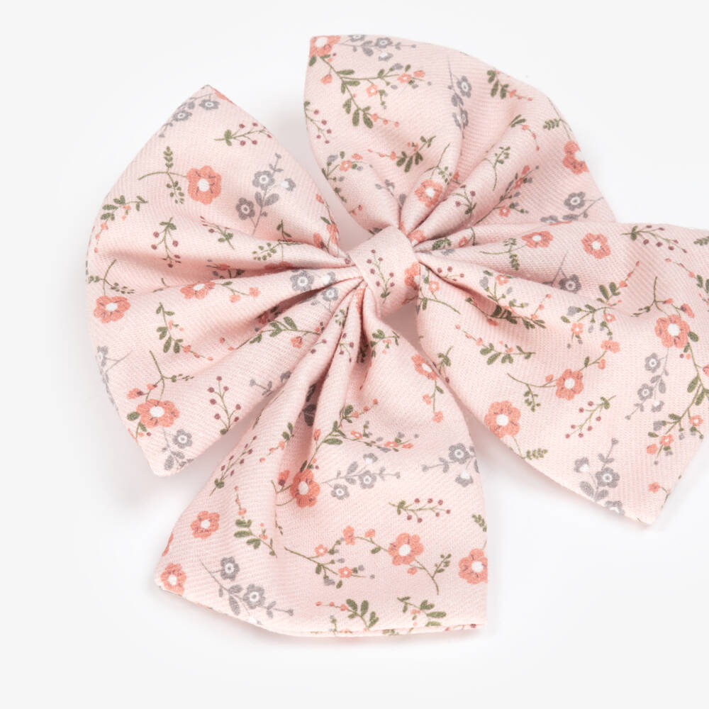 Jamiks-Girls Rose Pink Floral Bow Hair Clip (11cm) | Childrensalon Outlet