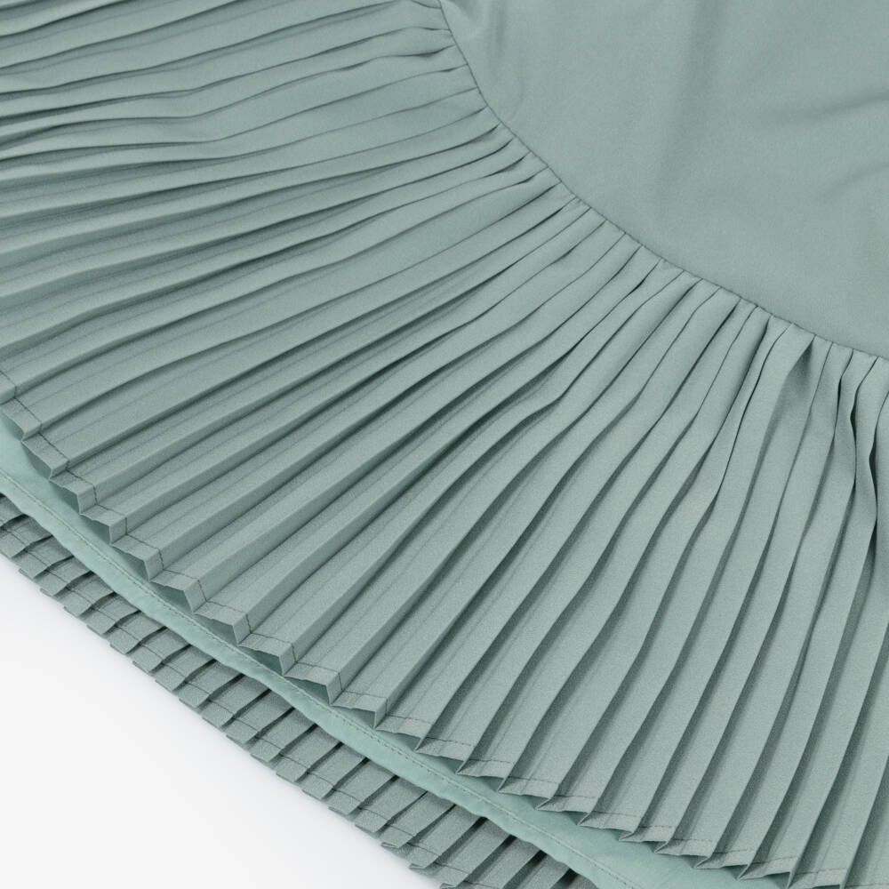 Mayoral-Girls Sage Green Crêpe Dress with Pleated Skirt | Childrensalon Outlet