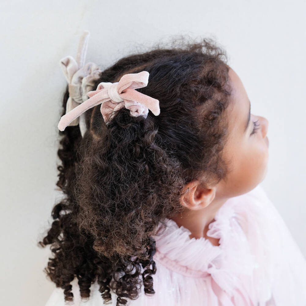 Mimi & Lula-Girls Shimmering Pink Velvet Bow Hair Elastics (4 Pack) | Childrensalon Outlet