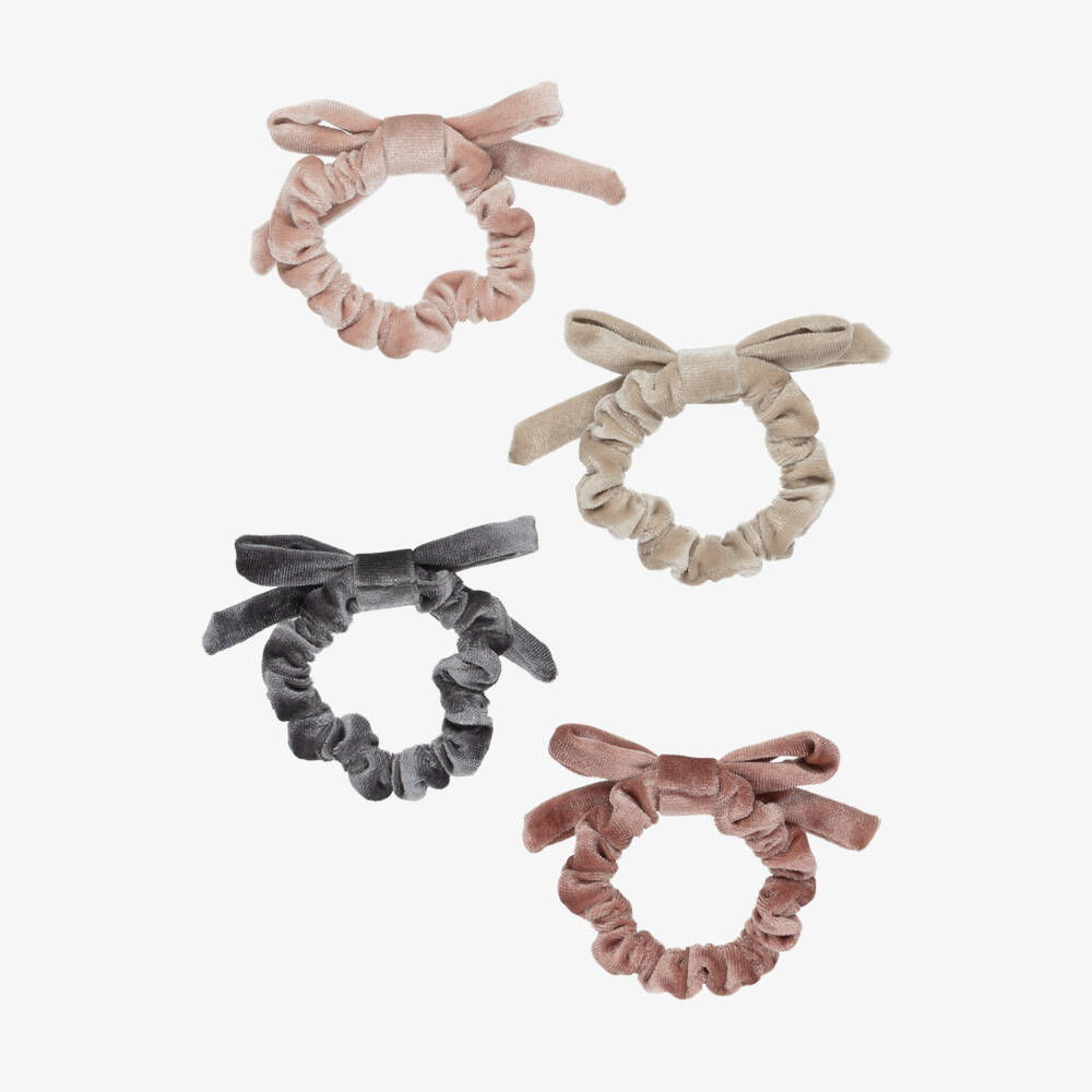 Mimi & Lula-Girls Shimmering Pink Velvet Bow Hair Elastics (4 Pack) | Childrensalon Outlet