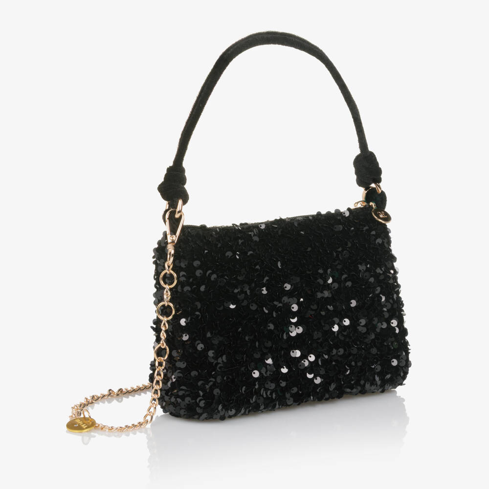 Abel & Lula-Girls Shimmery Black Sequin Handbag (20cm) | Childrensalon Outlet