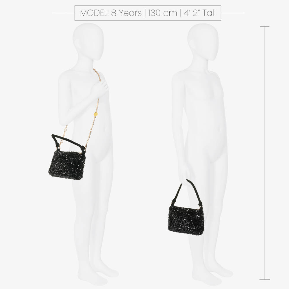 Abel & Lula-Girls Shimmery Black Sequin Handbag (20cm) | Childrensalon Outlet
