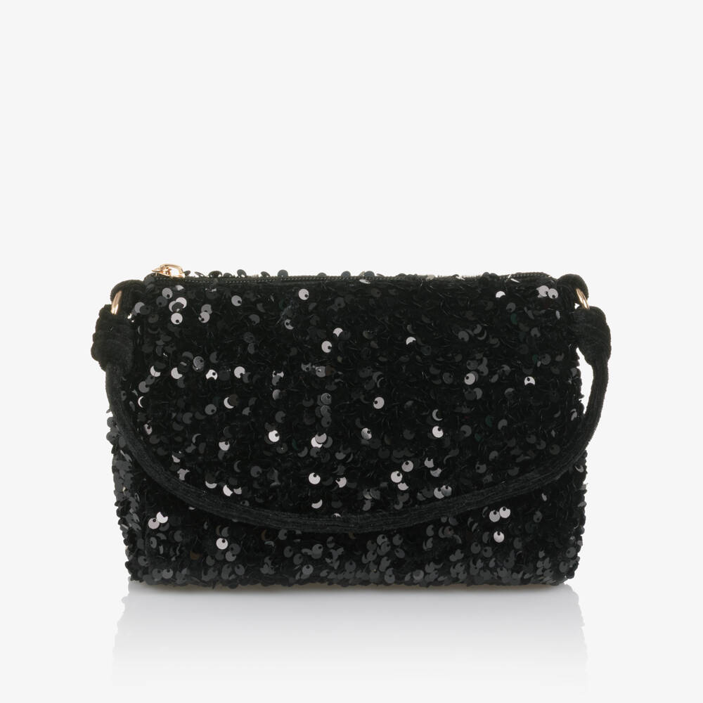 Abel & Lula-Girls Shimmery Black Sequin Handbag (20cm) | Childrensalon Outlet