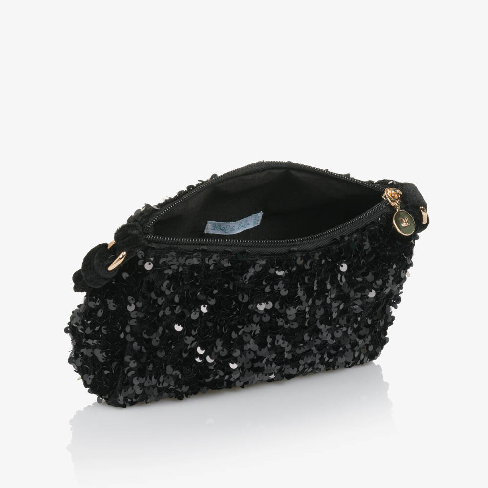 Abel & Lula-Girls Shimmery Black Sequin Handbag (20cm) | Childrensalon Outlet
