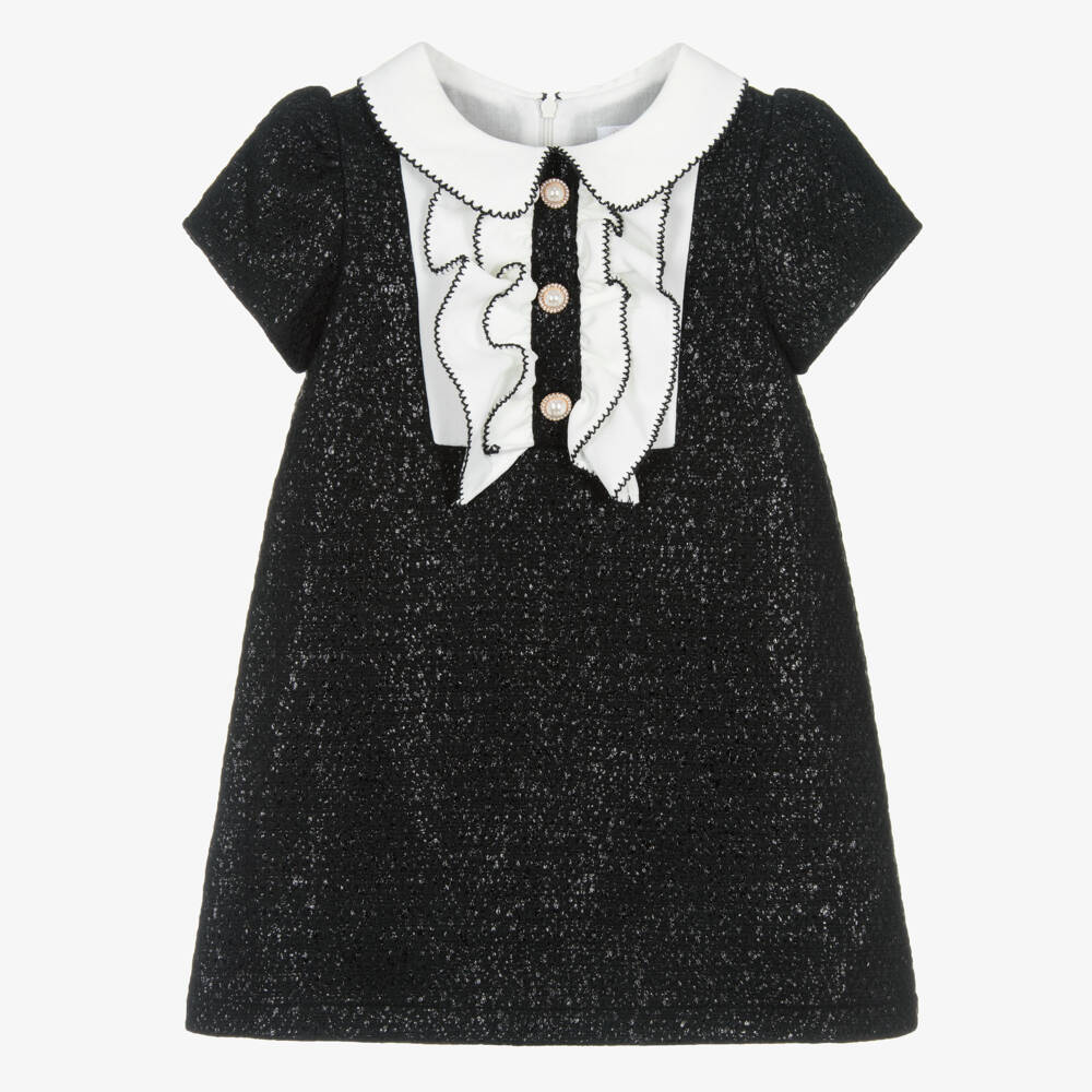 Patachou-Girls Shimmery Black Tweed Dress | Childrensalon Outlet