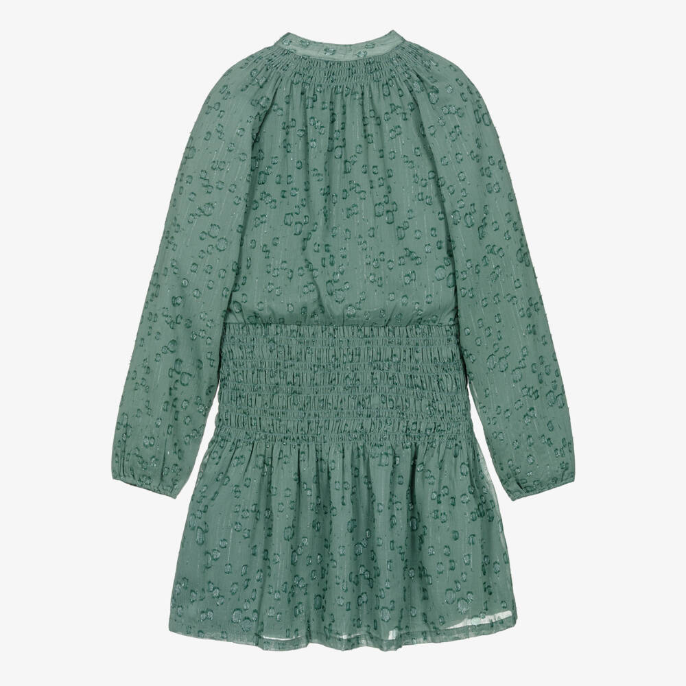 Mayoral-Платье из металлического зелёного шифона для девочек | Childrensalon Outlet