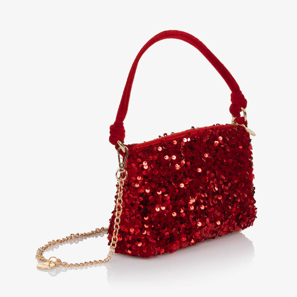 Abel & Lula-Girls Shimmery Red Sequin Handbag (20cm) | Childrensalon Outlet