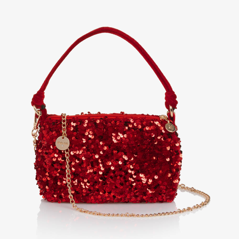 Abel & Lula-Girls Shimmery Red Sequin Handbag (20cm) | Childrensalon Outlet