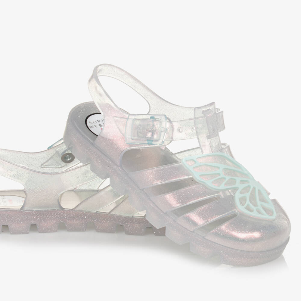 Sophia Webster Mini-Girls Silver Butterfly Jelly Sandals | Childrensalon Outlet