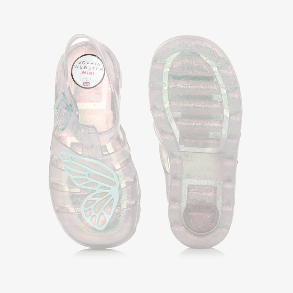 Sophia Webster Mini-Girls Silver Butterfly Jelly Sandals | Childrensalon Outlet