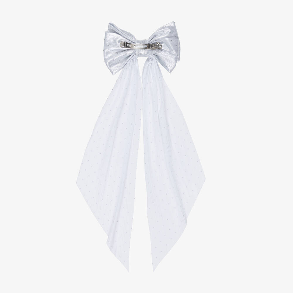 NAME IT-Girls Silver Diamantés Bow Hair Clip (15cm) | Childrensalon Outlet