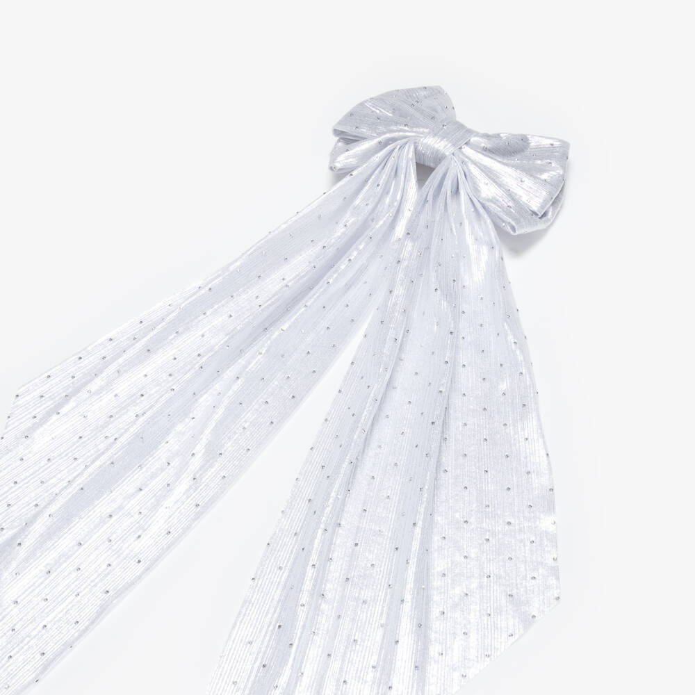NAME IT-Girls Silver Diamantés Bow Hair Clip (15cm) | Childrensalon Outlet