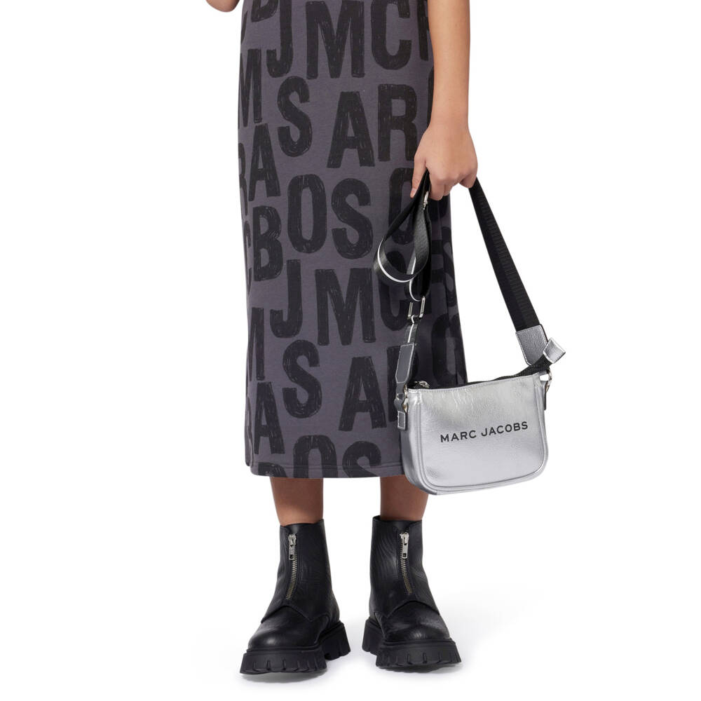 MARC JACOBS-Girls Silver Faux Leather Shoulder Bag (16cm) | Childrensalon Outlet
