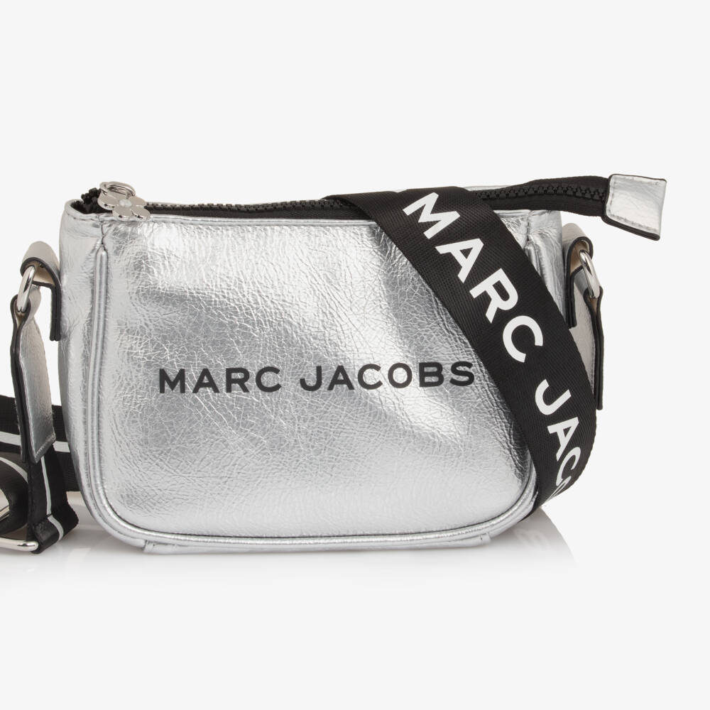 MARC JACOBS-Girls Silver Faux Leather Shoulder Bag (16cm) | Childrensalon Outlet