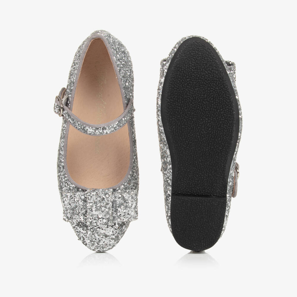 Age of Innocence-Girls Silver Glitter Bow Pumps | Childrensalon Outlet