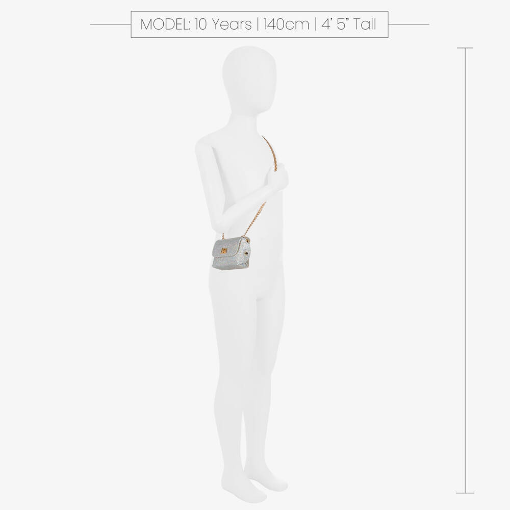 Zaccone-Girls Silver Glitter Leather Bag (12cm) | Childrensalon Outlet