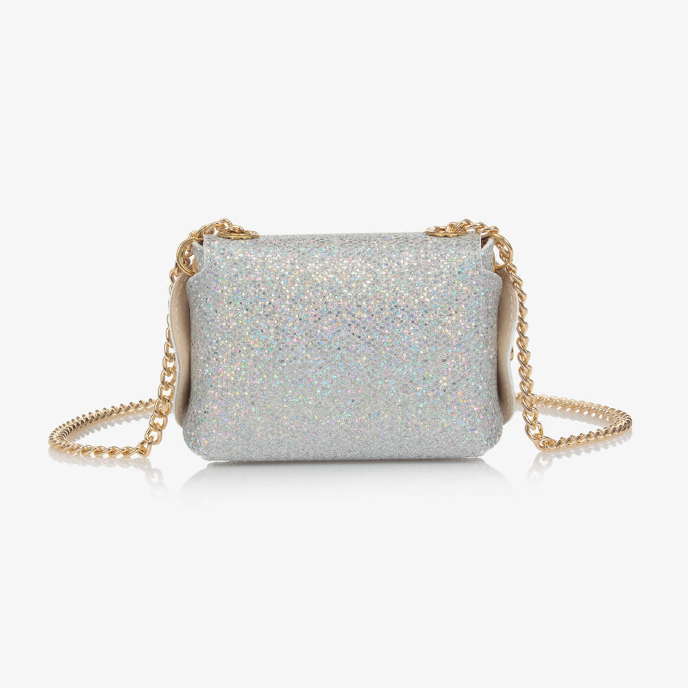 Zaccone-Girls Silver Glitter Leather Bag (12cm) | Childrensalon Outlet