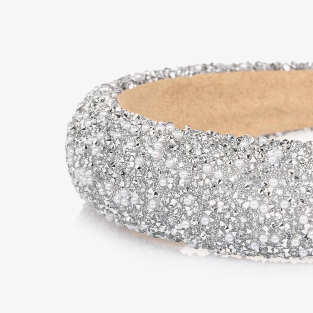 NAME IT-Girls Silver Glitter & Pearl Bead Hairband | Childrensalon Outlet