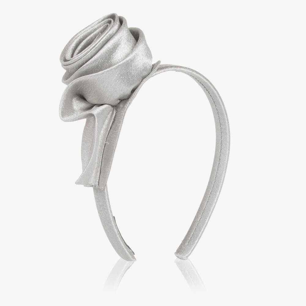 Mama Luma-Girls Silver Glitter Rose Hairband | Childrensalon Outlet