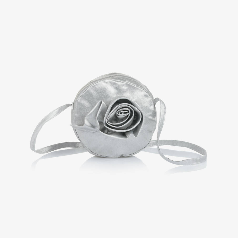 Mama Luma-Girls Silver Rose Circular Shoulder Bag (16cm) | Childrensalon Outlet