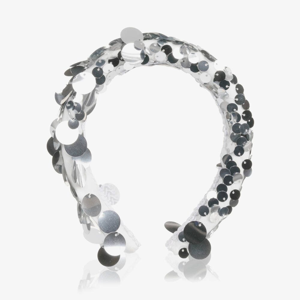 Junona-Girls Silver Sequin Padded Hairband | Childrensalon Outlet