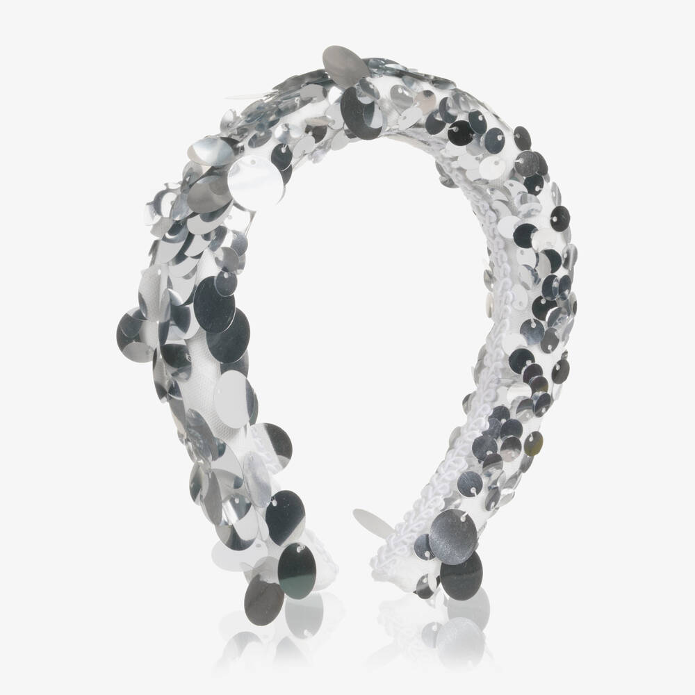 Junona-Girls Silver Sequin Padded Hairband | Childrensalon Outlet