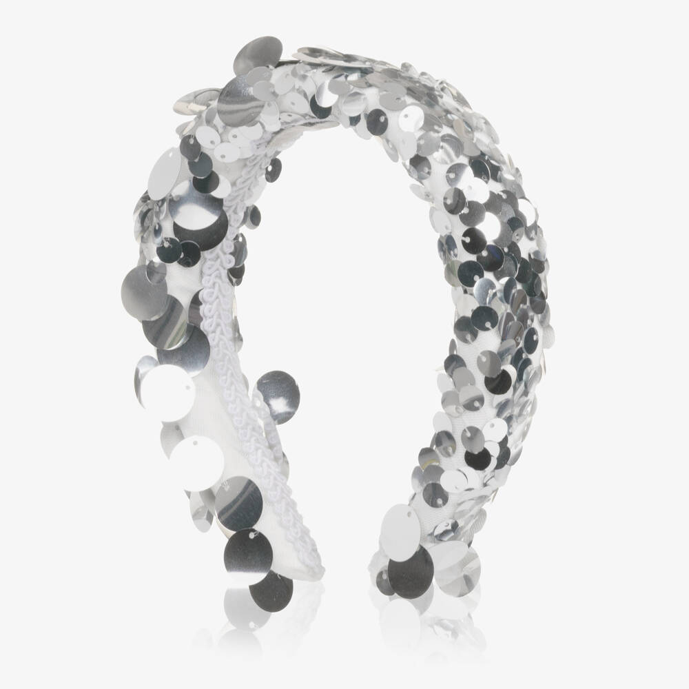 Junona-Girls Silver Sequin Padded Hairband | Childrensalon Outlet
