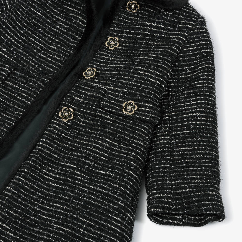 Patachou-Girls Sparkly Black Tweed Coat | Childrensalon Outlet