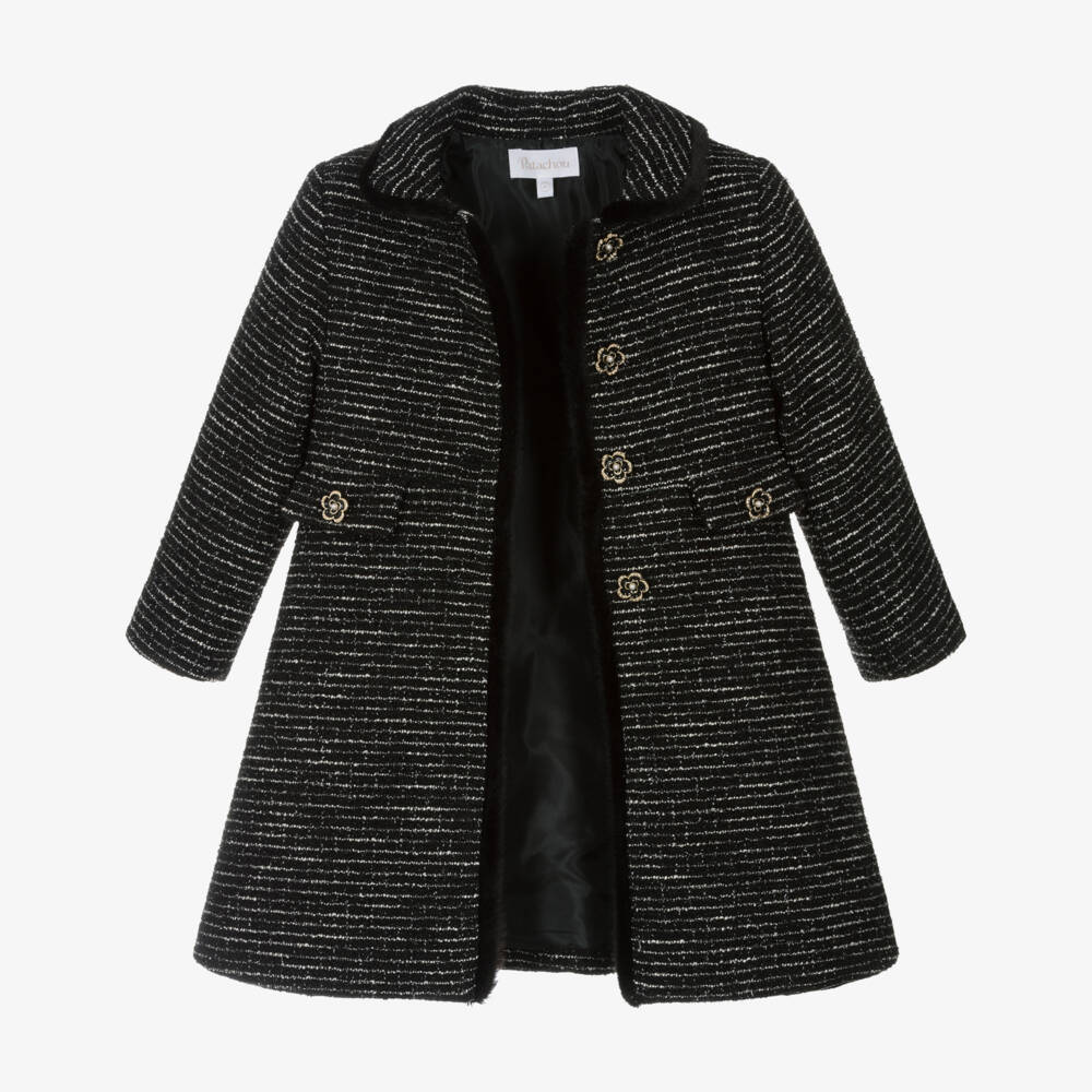 Patachou-Girls Sparkly Black Tweed Coat | Childrensalon Outlet