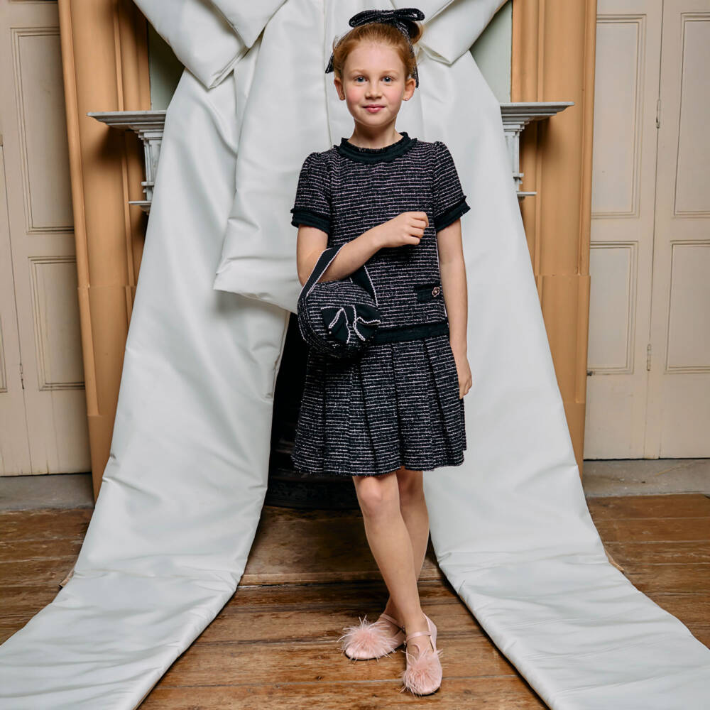 Patachou-Girls Sparkly Black Tweed Dress | Childrensalon Outlet