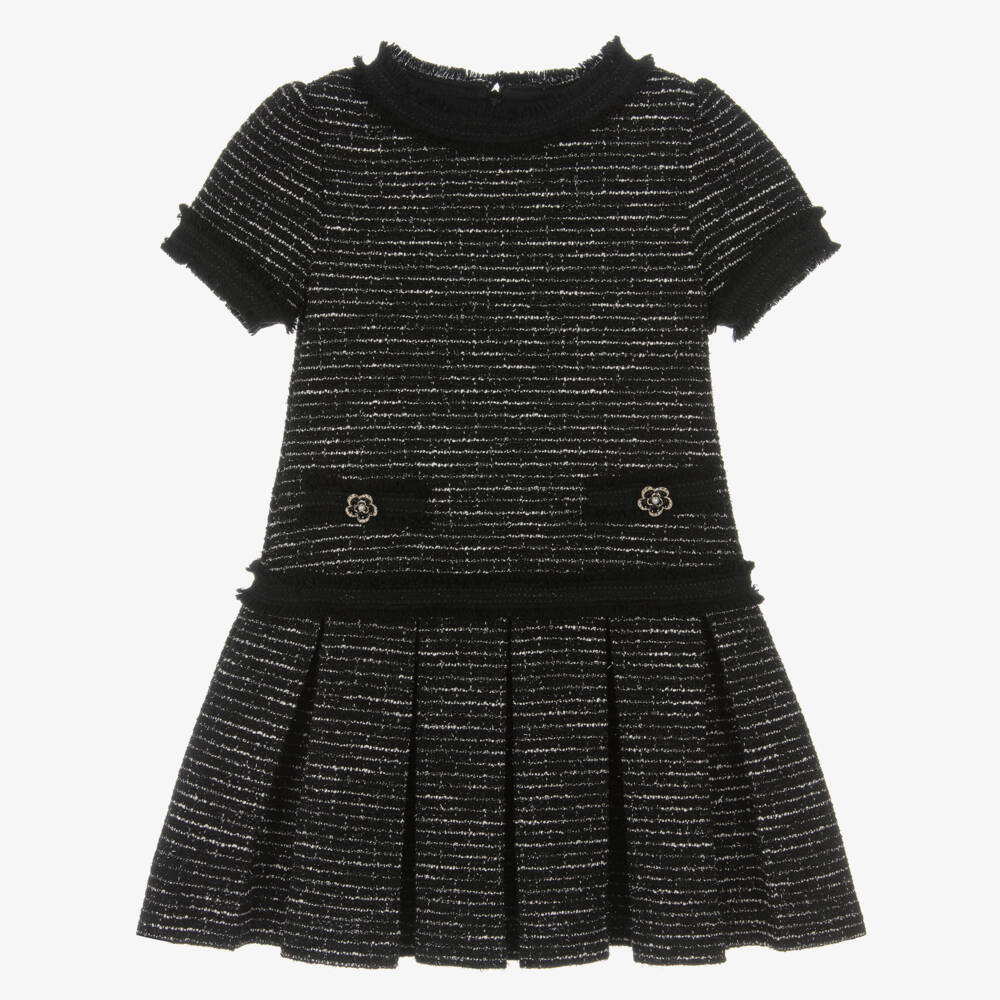 Patachou-Girls Sparkly Black Tweed Dress | Childrensalon Outlet