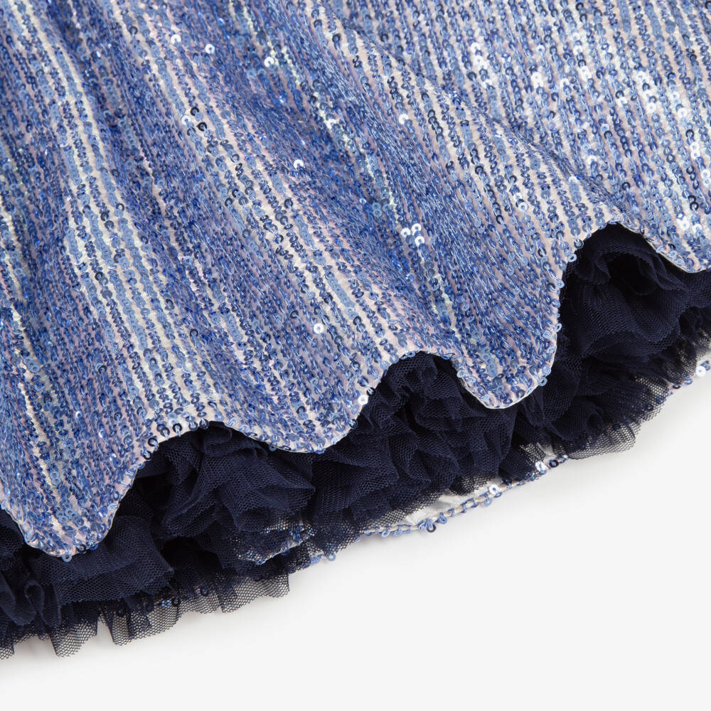 Billieblush-Girls Sparkly Blue Sequinned Skirt | Childrensalon Outlet