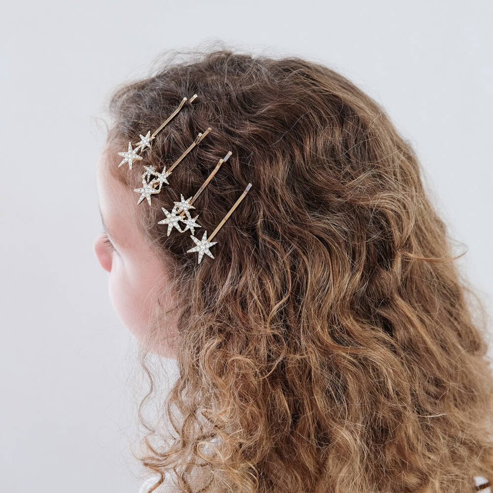 Mimi & Lula-Girls Sparkly Diamanté Star Hair Grips (4 Pack) | Childrensalon Outlet