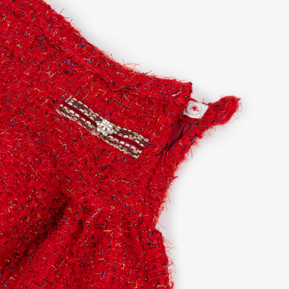 Patachou-Girls Sparkly Red Tweed Skirt | Childrensalon Outlet