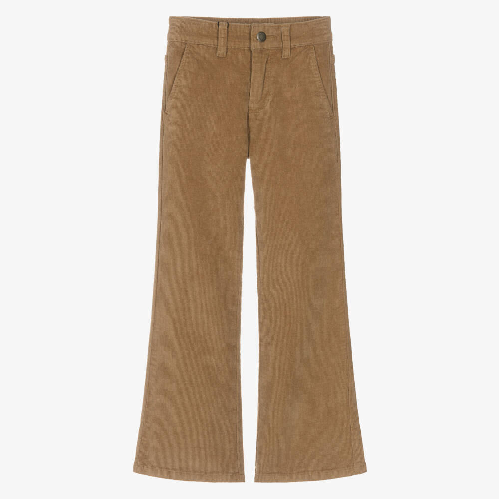 Molo-Girls Tan Brown Corduroy Flared Trousers | Childrensalon Outlet