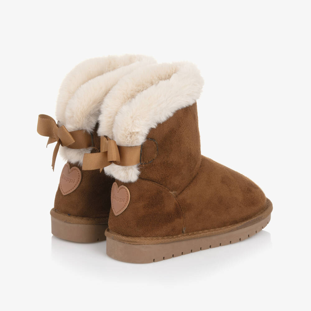 Beppi-Girls Tan Brown Faux Fur Lined Boots | Childrensalon Outlet