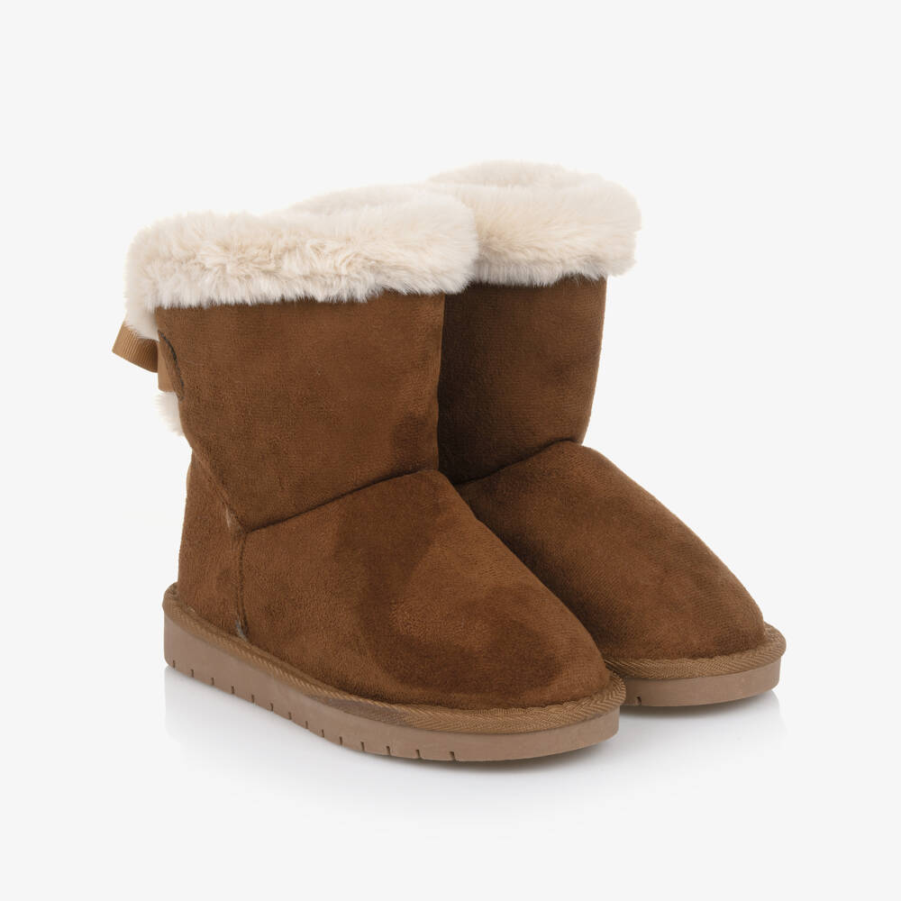 Beppi-Girls Tan Brown Faux Fur Lined Boots | Childrensalon Outlet