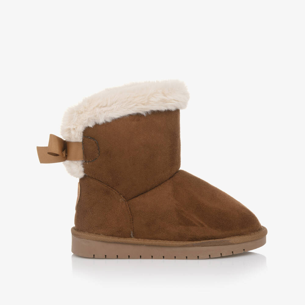 Beppi-Girls Tan Brown Faux Fur Lined Boots | Childrensalon Outlet