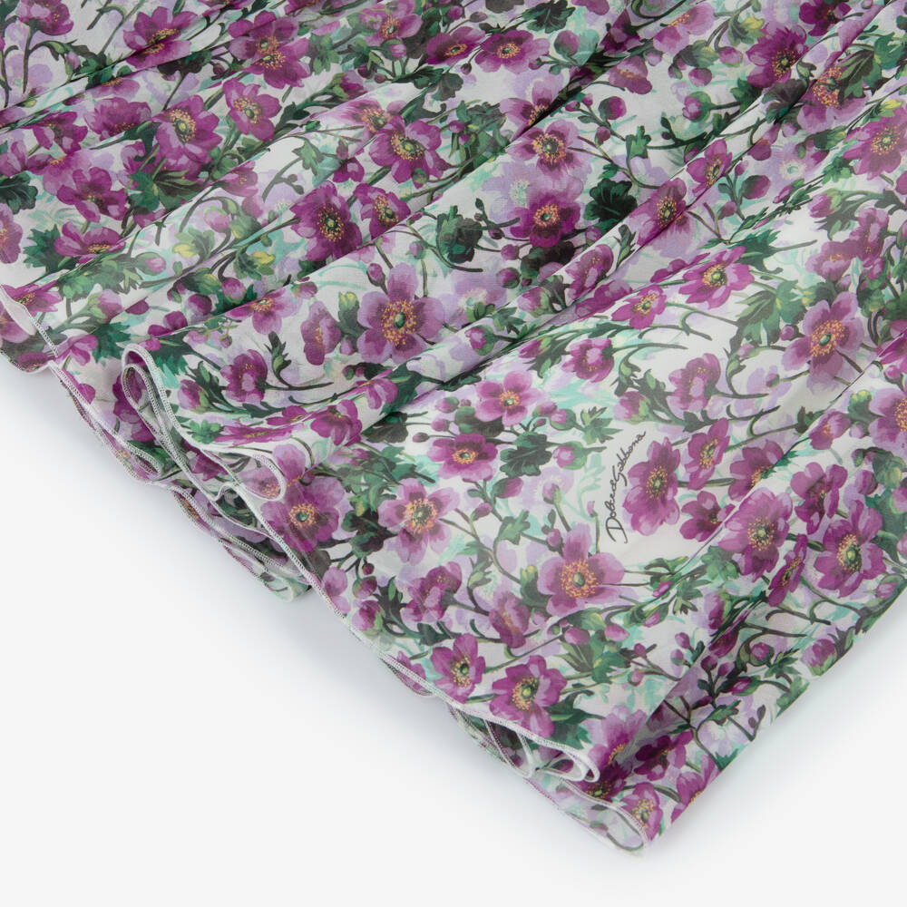 Dolce & Gabbana-Girls Violet Purple Floral Pure Silk Chiffon Dress | Childrensalon Outlet