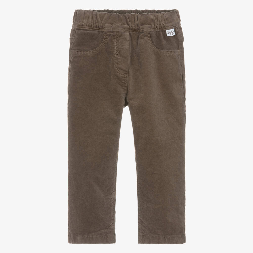 Il Gufo-Girls Walnut Brown Felt Cotton Trousers | Childrensalon Outlet