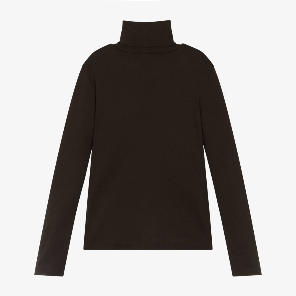 Ralph Lauren-Girls Walnut Brown Long-Sleeved Roll Neck Top | Childrensalon Outlet