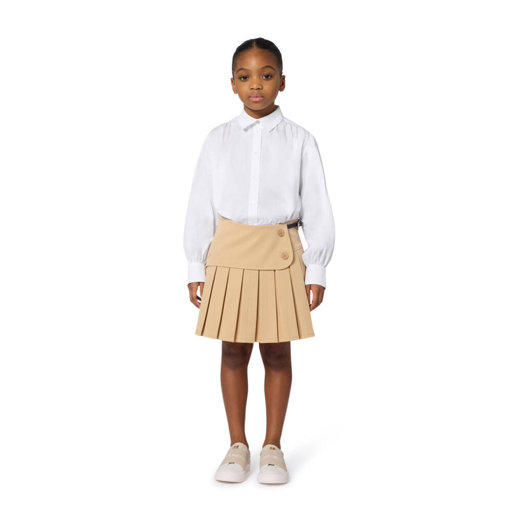 Givenchy-Girls White 4G Jacquard Cotton Shirt | Childrensalon Outlet
