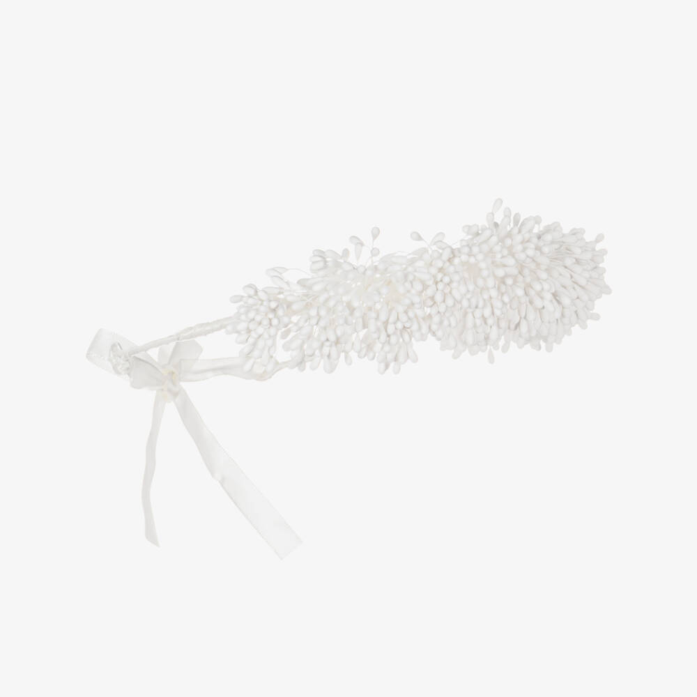 Tartine et Chocolat-Girls White Beaded Headband | Childrensalon Outlet