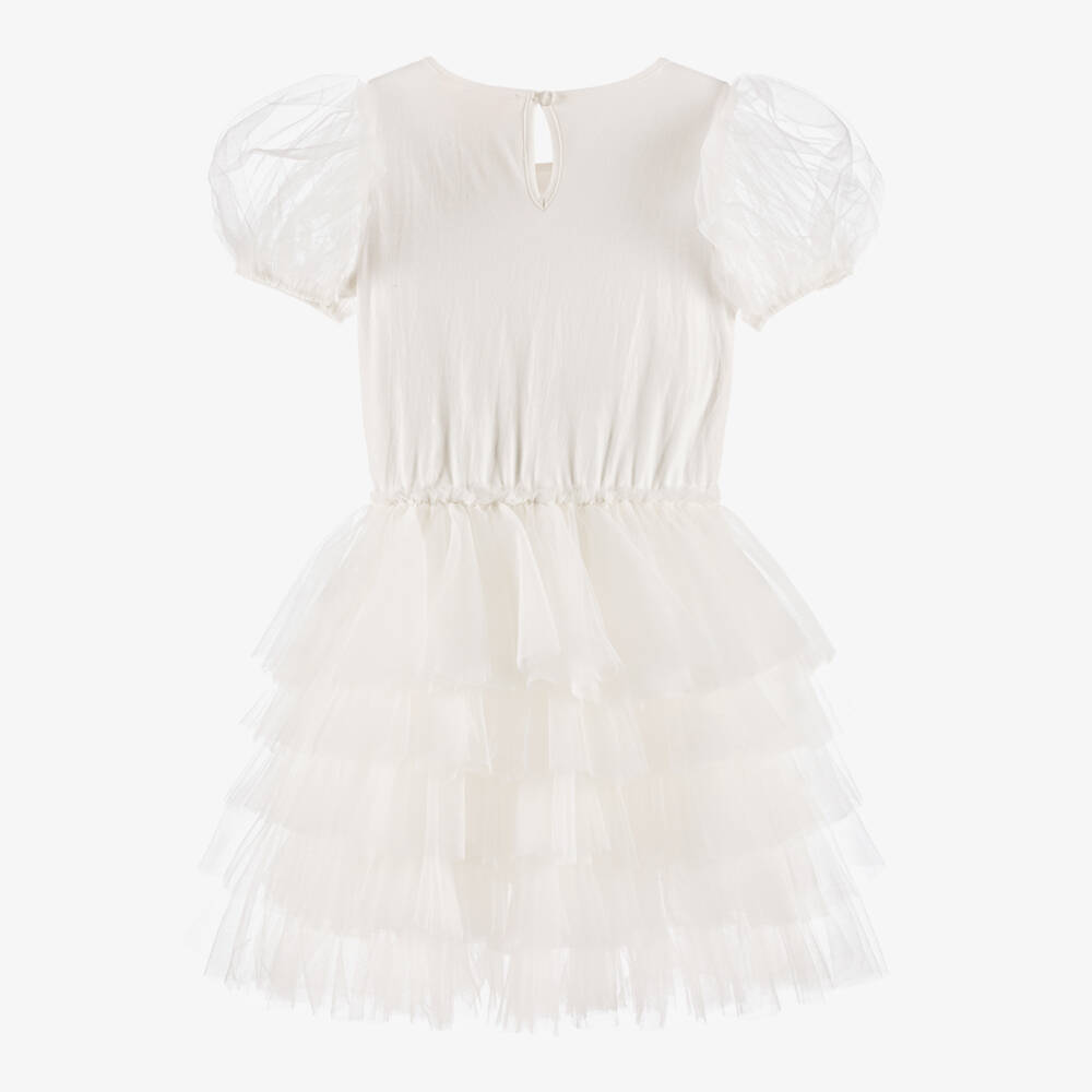 Tutu du Monde-فستان تول أبيض مزين بالخرز للبنات | Childrensalon Outlet