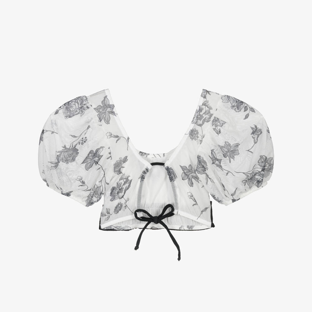 Nessi Byrd-Черно-белый цветочный топ для девочек | Childrensalon Outlet